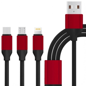 Кабель XOKO SC-320 Black 3 в 1 - Lightning Micro USB Type-C 1.20m (SC-320-BK)