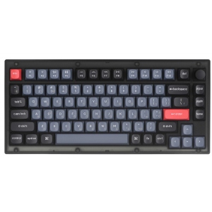 Клавіатура бездротова Keychron V1 84 Key QMK Gateron G PRO Blue Hot-Swap RGB Knob Frosted Black