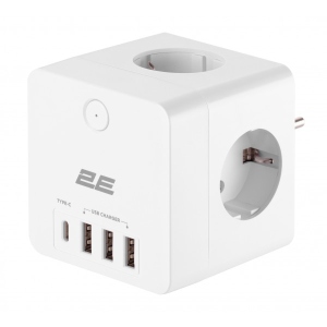 Мережевий фільтр 2E 4XSchuko 3xUSB-A 1xUSB-C White (2E-AD431WH)