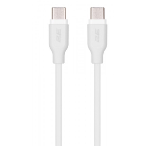 Кабель синхронізації даних 2E USB-C - USB-C Glow 60W 1 m White (2E-CCCC-WH)