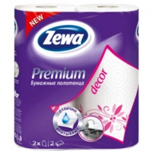 Рушники паперові Zewa Premium 2-слойные Декор Белые 2 шт. (7322540662146) купити в Києві