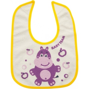 Нагрудник тканинний Baby Team на липучці (6502 бегемотик)