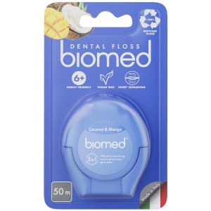 Зубна нитка BioMed смак кокосу та манго 50 мг (7640168937232)