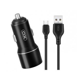 Автомобільний зарядний пристрій XO TZ09 car charger set Micro Black (6920680873487)