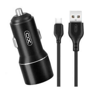 Автомобільний зарядний пристрій XO TZ09 car charger set Type-c Black (6920680873500)