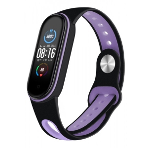 Ремінець для фітнес-браслету BeCover Sport Style for Xiaomi Mi Smart Band 5 Black-Purple (705168)