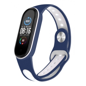 Ремінець для фітнес-браслету BeCover Sport Style for Xiaomi Mi Smart Band 5 Blue-White (705171)
