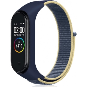Ремінець для фітнес-браслету BeCover Nylon Style for Xiaomi Mi Smart Band 5 Deep Blue/Sand (705422)
