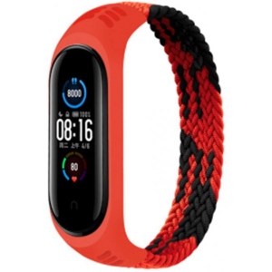 Ремінець для фітнес-браслету BeCover Elastic Nylon Style for Xiaomi Mi Smart Band 5/Mi Smart Band 6 Size M Black/Red (706146)