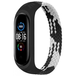Ремінець для фітнес-браслету BeCover Elastic Nylon Style for Xiaomi Mi Smart Band 5/Mi Smart Band 6 Size L Black/White (706158)