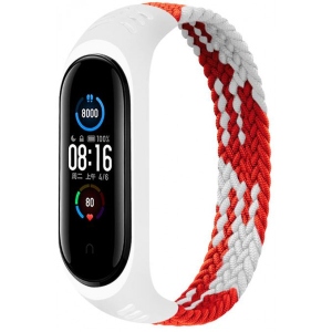 Ремінець для фітнес-браслету BeCover Elastic Nylon Style for Xiaomi Mi Smart Band 5/Mi Smart Band 6 Size M Red/White (706148)