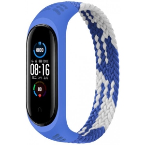 Ремінець для фітнес-браслету BeCover Elastic Nylon Style for Xiaomi Mi Smart Band 5/Mi Smart Band 6 Size L Blue/White (706162)