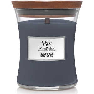 Свічка скло Woodwick Medium Indigo Suede (Замша Індіго) 275г (1694647E)