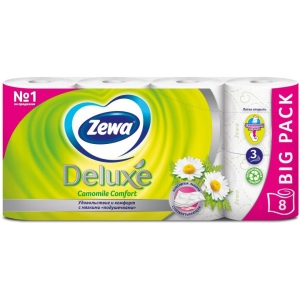 Туалетний папір Zewa Deluxe 3-слойная Цветы Белая 8 шт. (7322540055337)