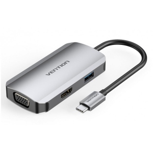Хаб USB Vention USB3.1 Type-C - HDMI/VGA/USB 3.0/PD 100W Hub 4-in-1 (TOAHB)