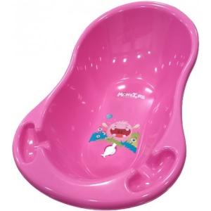 Дитяча ванночка Tega Baby Монстрики зі зливом 86 см, Рожева (MN-004ODPŁYW-127)