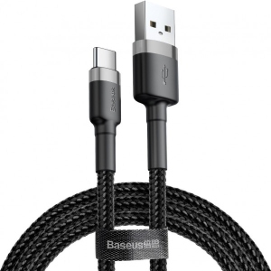 Кабель синхронізації даних Baseus Cafule USB Type-C 1m Black/Grey (CATKLF-BG1)