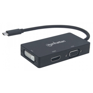 Хаб USB Intracom USB3.1 Type-C HDMI/DVI-I/VGA Black (152983) в каталозі