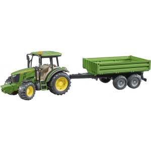 Наземна будівельна техніка BRUDER Трактор John Deere з причіпом (40740)