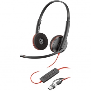 Гарнітура дротова Poly On-ear Blackwire 3220 Black (8X228AA)