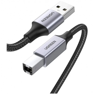 Кабель USB type A - USB type A UGREEN US369 USB-A 2.0 - USB-B 2.0 Cable Braided 1m Black (80801)