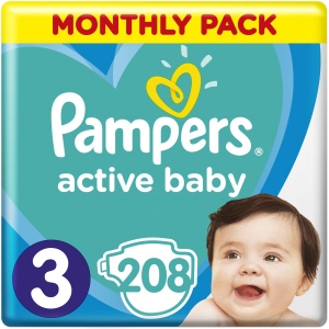 Одноразові підгузки Pampers Active Baby Розмір 3 (6-10 кг), 208 шт. (81678669)