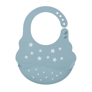 Нагрудник силіконовий BabyOno з регульованою застібкою, синій "Зірочки" (829/05)