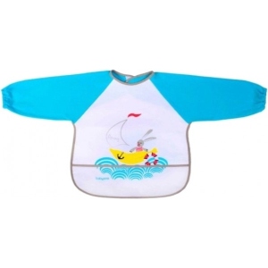 Нагрудник тканинний BabyOno з довгим рукавом, водонепроникними шар, синій (837)