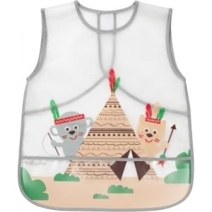 Нагрудник з клейонки BabyOno фартух сірий "Active Baby" (839)