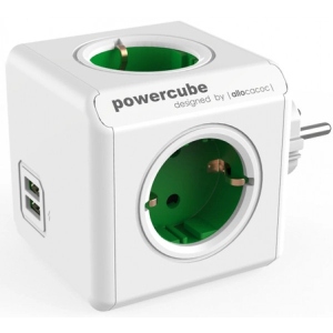 Розгалужувач 220В Allocacoc Powercube Original USB 4р+2 USB Green (1202GN/DEOUPC) в інтернет-магазині