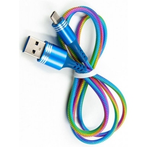 Кабель синхронізації даних DENGOS USB-USB Type-C 1m Rainbow (PLS-TC-PRUZH-RAINBOW)