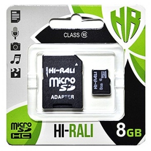 Карта пам'яті Hi-Rali MicroSDHC 8GB Class 10 + SD-adapter (HI-8GBSDCL10-01)