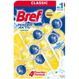 Туалетний блок Bref Сила актив Лимон Триопак 3*50 г