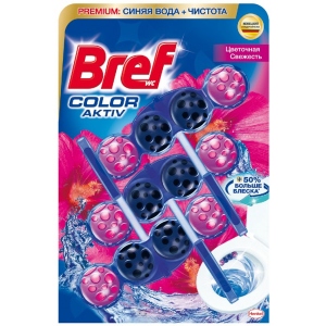 купити Туалетний блок Bref Цветная вода Цветочная свежесть Триопак 3*50 г