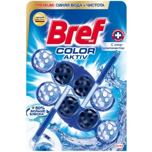 Туалетний блок Bref Цветная вода Хлор Дуопак 2*50 г