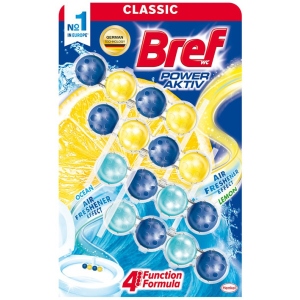 Туалетний блок Bref Сила актив Микс Лимон-Океан Квадропак 4*50 г