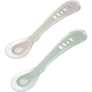 Дитяча ложечка Beaba силіконова 8+ Green/Grey (913554)