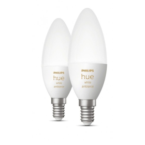 Розумна лампа Philips Hue E14 5.2W(40Вт) 2200K-6500K Tunable White ZigBee 2 шт. (929002294404)