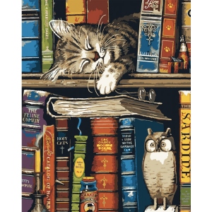 Картина за номерами Santi Котик та книжки 40x50 см (954688)