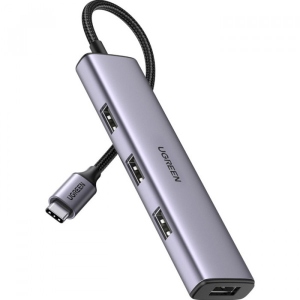 Хаб USB UGREEN CM473 4-port 1м USB 2.0 Gray (20841)