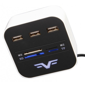 Хаб USB Frime 3хUSB 2.0 SD MS TF Black/White (FHC-AllinOne3p2W)