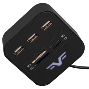 Хаб USB Frime 3хUSB 2.0 SD MS TF Black (FHC-AllinOne3p2B) в каталозі