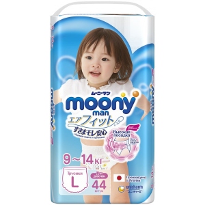 Одноразові підгузки-трусики Moony Girls L 9-14 кг 44 шт. (4903111206438) купити в Україні