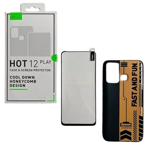 Чохол для смартфона Infinix Full Glue for Hot 12 Play + захисне скло Black-Orange (RL072342) замовити в Україні