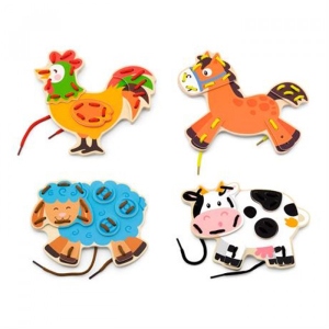 Настільна гра шнурівка (до 2 років) Viga Toys Фермерські звірята (51325)