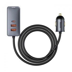 Автомобільний зарядний пристрій Baseus Share Together PPS  with extension cord 120W 2U+2C Gray (CCBT-A0G)