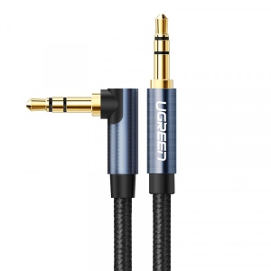 Кабель 3.5 мм -3.5 мм UGREEN AV112 Angled Cable 3.5mm Male to 3.5mm Male 1m Blue (60179)