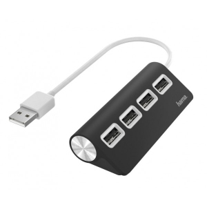 Хаб USB Hama 4 Ports USB 2.0 Black/White (00200119)