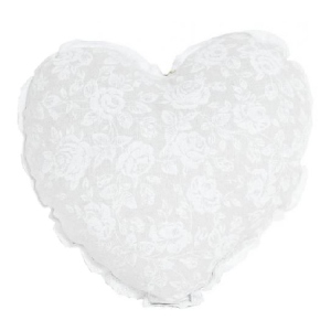 Подушка декоративна Прованс серце White rose з мереживом 35х35 см (003706)