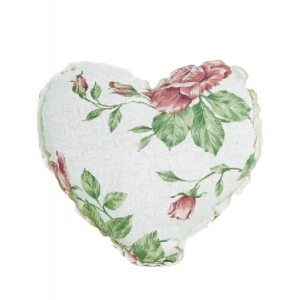 Подушка декоративна Прованс серце Large pink rose з мереживом 35х35 см (003703)